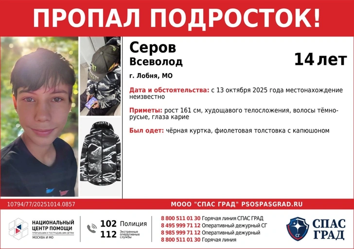 &laquo;Лежали на путях два ботинка&raquo;: в Подмосковье две недели ищут 14-летнего зацепера Всеволода из Лобни
